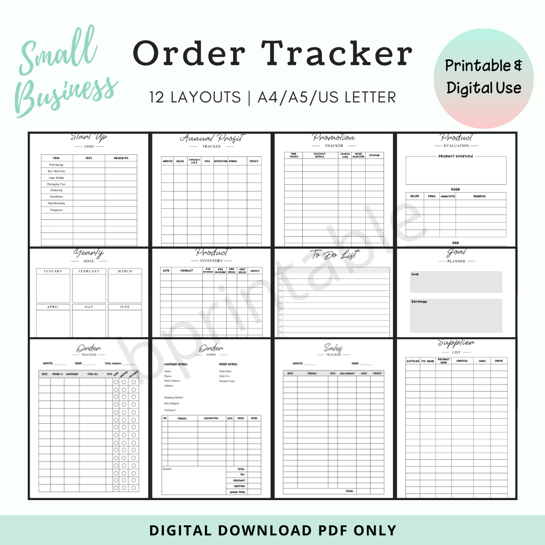 business order tracker template planner